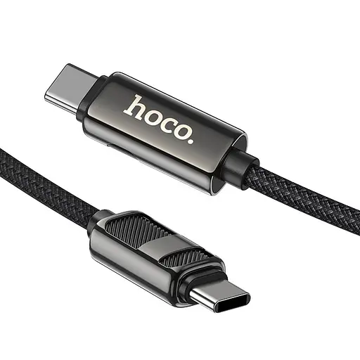 Дата кабель Hoco U137 Line with display Type-C to Type-C 60W (1.2m) Black - фото 3