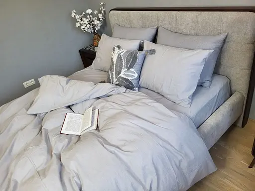 Комплект постельного белья Washed Cotton из вареного хлопка светло-серый Ash Gray - фото 6