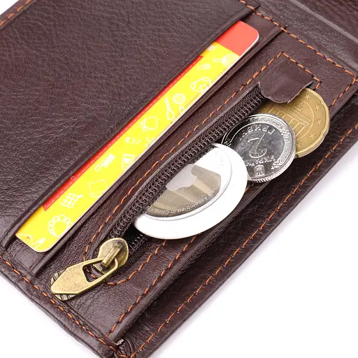 Горизонтальный стильный кошелек из натуральной кожи Vintage 12х10х2.5 см acs0029629 - фото 7