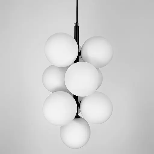 Подвесной светильник с белыми плафонами на черном основании | Line F | Арт. S28G/10 BK+WT - фото 5