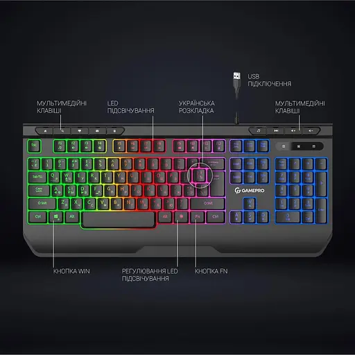 Клавіатура GamePro GK550 RGB USB Black (GK550) - фото 9