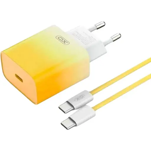 Комплект зарядного пристрою XO CE18 1Type-C PD/QC 30W Type-C to Type-C Yellow