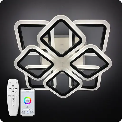 Люстра світлодіодна 517 Dlight 3color з пультом 110Вт Чорний (01653) - фото 1