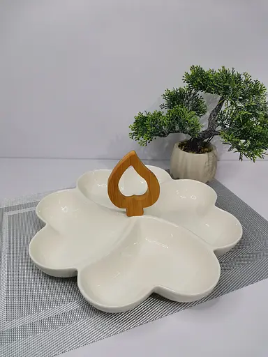 Менажниця Interos порцелянова 4 секційна 29 см біла (PJ02910) - фото 3