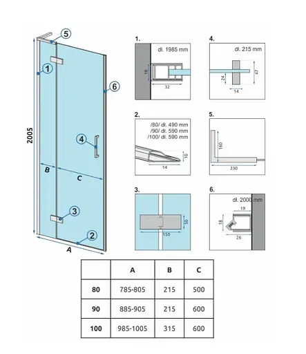 Душевые двери Rea Hugo 80 brushed gold REA-K8410 - фото 7