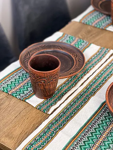 Лляна серветка з українським орнаментом Рандеву 30х40 см 15 шт. Зелений - фото 4