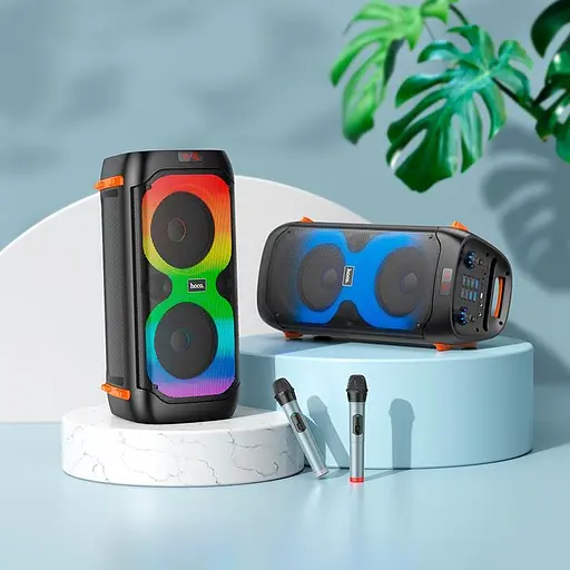 Колонка беспроводная Hoco Manhattan dual mic outdoor BS53 с 2 микрофонами черная - фото 4