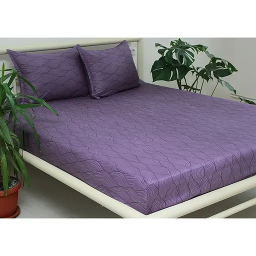 Простирадло на резинці TAG Tekstil S472a 180х200х20 см фіолетове 000240839