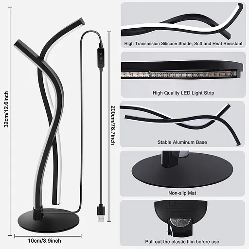 Сучасна світлодіодна настільна лампа Wefomey, RGBWIC Ambiance - фото 2