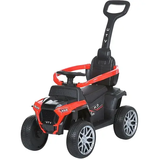 Каталка-толокар M 4802EL-3, пластик, метал, до 23 кг, MP3, USB, Bluetooth, індикатор батареї, червона
