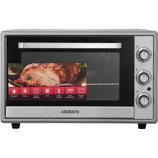 Піч електрична Ardesto 60 л, 2000 Вт, механіч., конвенція, подвійне скло, сірий - фото 2