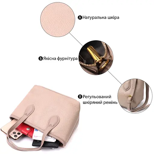 Женская сумка Vintage с двумя ручками из натуральной кожи 19х14.5х12 см sum0028988 - фото 4