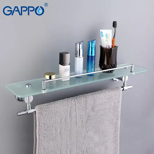 Полка с держателем для полотенец Gappo G1807-4, 580x120 мм, Хром - фото 2