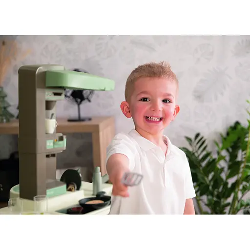 Игровой набор Smoby Большая интерактивная кухня Тефаль Студио с эффектом кипения 34 аксессуара Мятно-серая с белым (311053) - фото 5