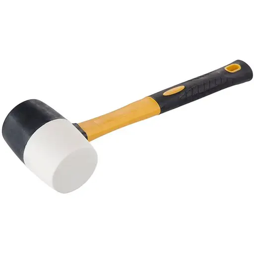 Киянка гумова чорно-біла Сила з фібергласовою рукояткою 450 гр - фото 1