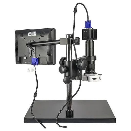 Цифровой микроскоп с монитором 8" и штативом Kaisi 45A-BD LED (подсветка 5V, фокус 95 мм, кратность увеличения 12X/77X) - фото 2
