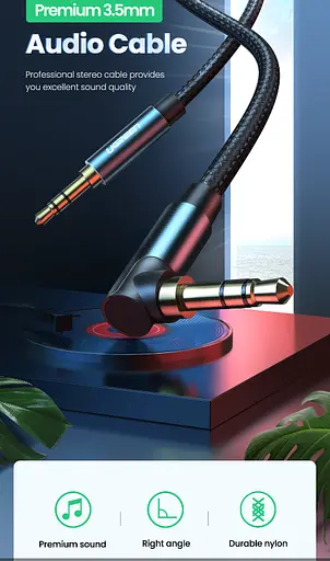 Аудио кабель Ugreen AV112 3.5 мм Male to 3.5 мм Male Cable золотистый Plated Metal Case with Braid (60180) - фото 2