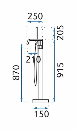 Смеситель для ванны Rea Carat black mat T черный напольный REA-B5423 Черный матовый - фото 7