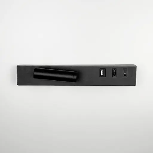 Чорне бра з поворотним спотом зліва + розʼєм USB Арт. WJ 028/2 R BK (правий) Line F - фото 7