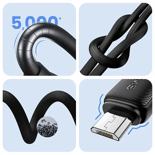 Дата кабель Usams US-SJ690 Striped KY Ser. USB to MicroUSB 2A (1m) - фото 3