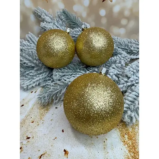 Набір ялинкових куль Блиск 100 мм 6 шт Золотий - фото 1