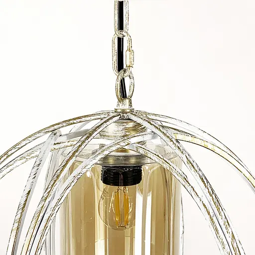 Підвіс Лофт у білому з позолотою корпусі форми плетеної сфери Line.F Колір плафона Графітовий - фото 5