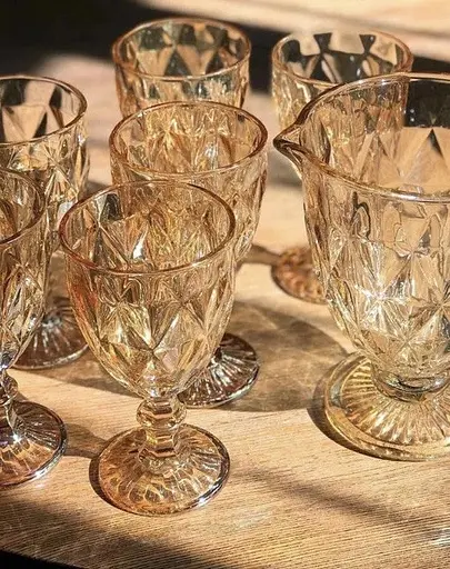 Набор бокалов для вина Glassware 6шт Подарочные цветные стеклянные фужеры для коктейлей 300мл Gold - фото 4