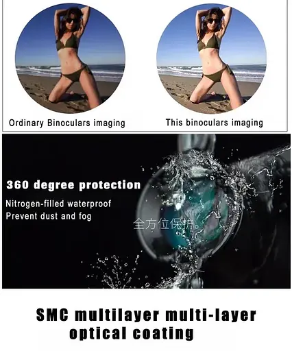 Водонепроницаемый бинокль Shuntu 10х25 ED SMC IPX8 Bak4 (Черный) - фото 6