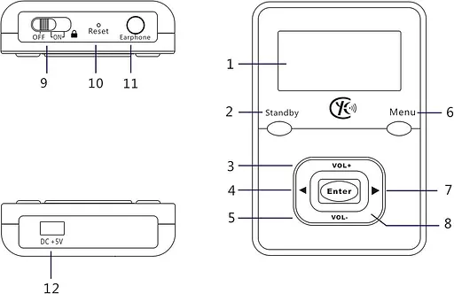 Yaakin K2, цифрове радіо Go DAB/DAB+/FM, акумуляторна батарея, портативний кишеньковий приймач, у комплекті - фото 3