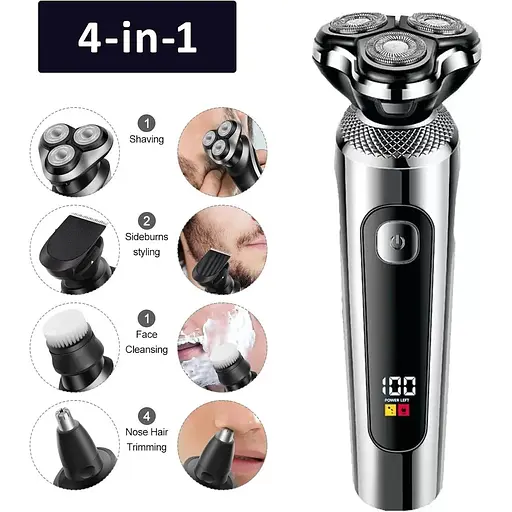 Бездротова роторна електробритва Asheyya для вологого та сухого гоління для чоловіків - фото 2