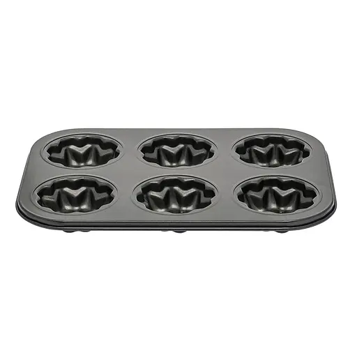 Форма для выпечки кексов и маффинов на 6 ячеек с антипригарным покрытием "Цветы №4" 26.5х18.5х2.8 см, A-plus Черный 85662 - фото 6