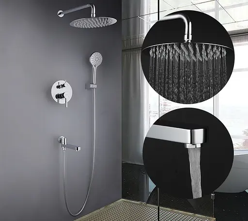 Душова система прихованого монтажу Gappo G7104, вилив - перемикач на лійку, 3-функції, хром - фото 2