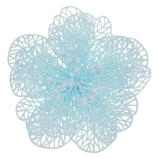 Ялинкова іграшка MIS LT Квітка новорічна середня 13х13х5 см блакитний - фото 1