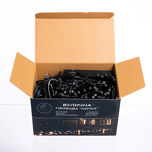 Новорічна гірлянда вулична GarlandoPro 30 м 300 LED із сонячною батареєю 8 режимів роботи чорний провід Синій SB300L30MBBL - фото 4