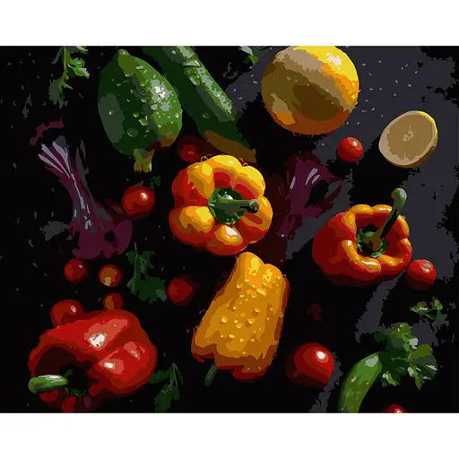 Картина по номерам Strateg Яркие овощи на черном фоне 50 х 40 см (AH1289) - фото 1