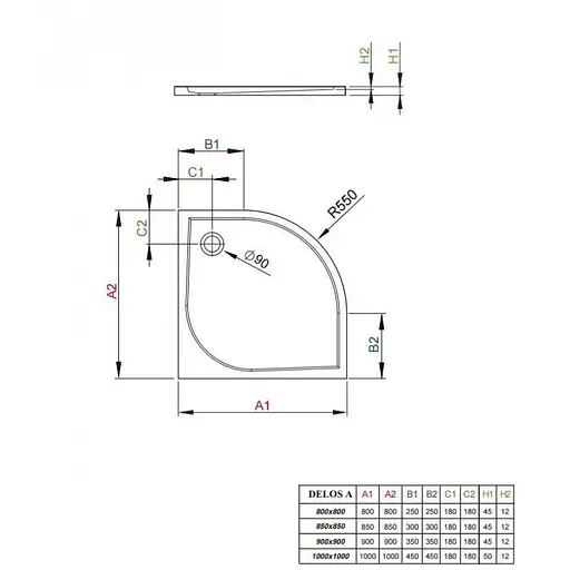 Душовий піддон Radaway Delos A 85x85 SDA8585-01 - фото 5