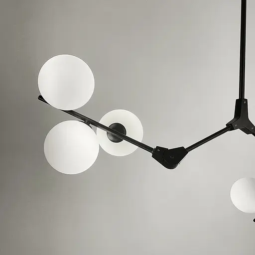 Черная люстра с 12 белыми плафонами 105х70 см Ст. BM 64/12 BK+WT | Line F - фото 7