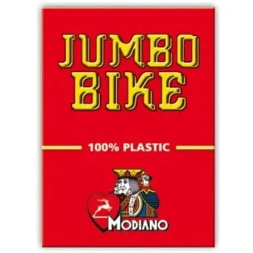Карти гральні Modiano Bike Trophy 100% Plastic Jumbo Index (red) (00578) - фото 1