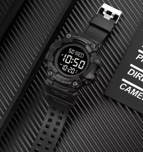 Тактичний чоловічий годинник Skmei 1968 Чорний з чорним циферблатом - фото 5