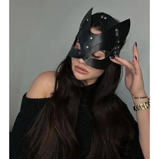 BDSM маска кошки и чокер с шипами - фото 2