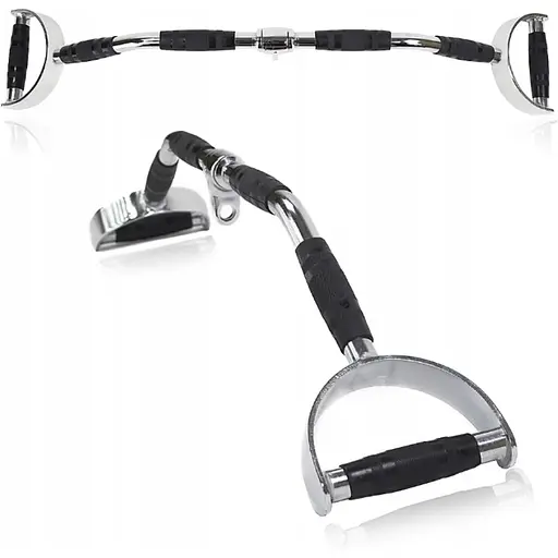 Ручка для верхньої тяги York Fitness 86см з паралельним хватом вигнута з гумовими рукоятками, хром - фото 8