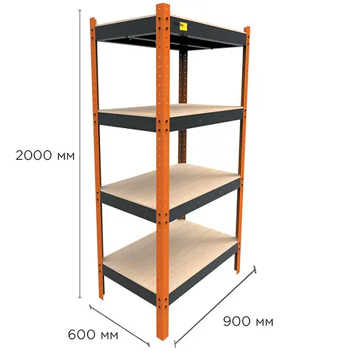 Металевий посилений стелаж Emby Heavy Series (розмір 2000х900x600мм) 4 полиці ДСП до 300кг - фото 2
