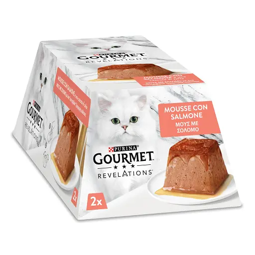 Влажный корм Gourmet Revelations Мусс с лососем и подливкой полнорационный для взрослых кошек 114 г (2х57 г) - фото 2