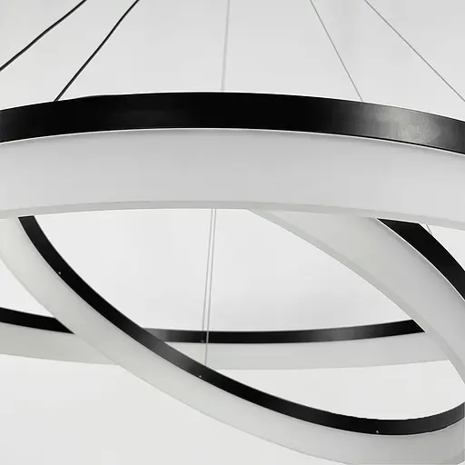 Сучасна люстра на два кільця 80+60 см у чорному каркасі | Line F | Арт. YO18-800+600 BK - фото 3