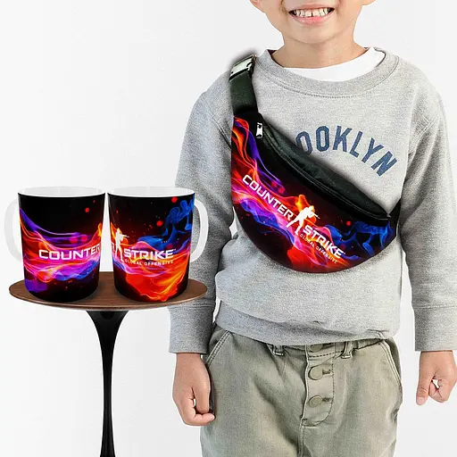 Подарочный набор :Сумка-бананка+ Кружка контр-страйк CS GO "Counter-Strike" детский,для мальчика (00255)
