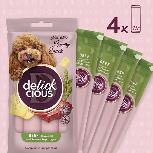 Ласощі для собак Delickcious яловичина з додаванням сиру та спаржі (1+1) 120 г - фото 3