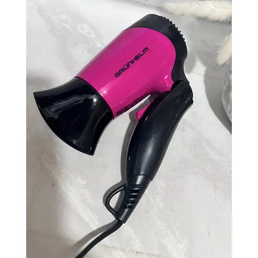 Фен для сушки волос Grunhelm GHD-508 мощный компактный дорожный 1400 Вт розовый с черным - фото 6