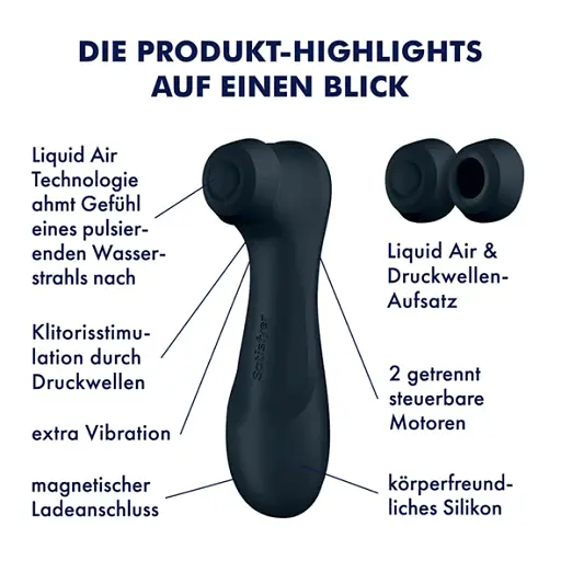 Вакуумний стимулятор клітора з вібрацією Satisfyer Pro 2 Generation 3 with Liquid Air чорний - фото 6