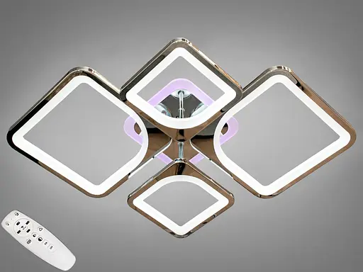 Стельова люстра з диммером і LED підсвічуванням, колір хром, 100W - фото 1
