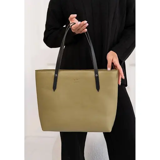 Шкіряний шоппер Walker Mini оливковий краст - фото 1